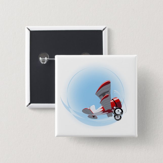 Cartoon retro aeroplane button (Front & Back)