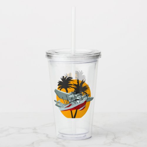 Cartoon retro airplane acrylic tumbler