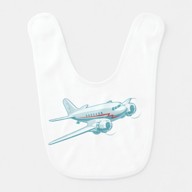 Cartoon retro airplane baby bib (Front)