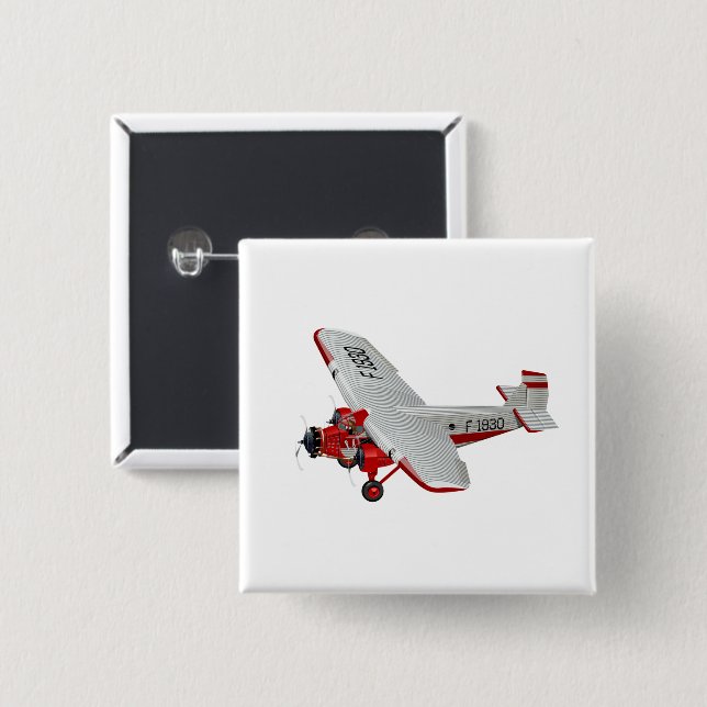 Cartoon retro airplane button (Front & Back)