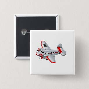 Cartoon retro airplane button