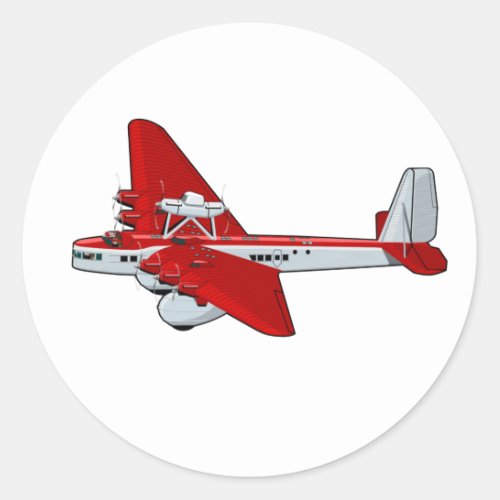 Cartoon retro airplane classic round sticker