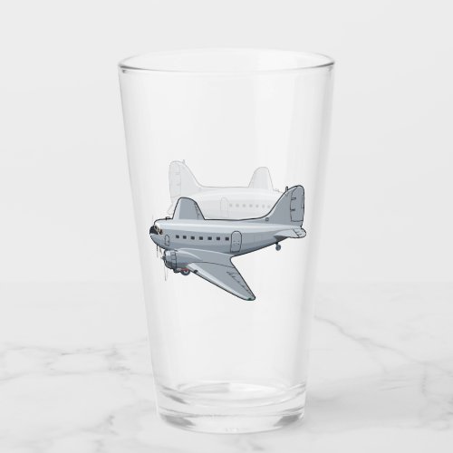 Cartoon retro airplane glass