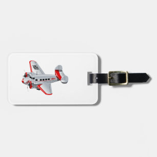 Cartoon retro airplane luggage tag