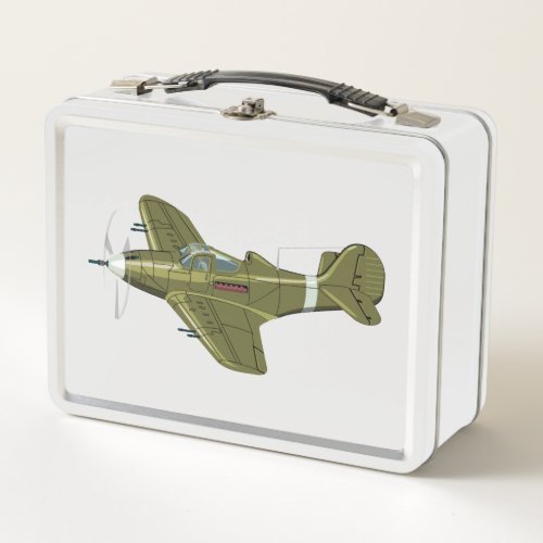 Cartoon retro airplane metal lunch box