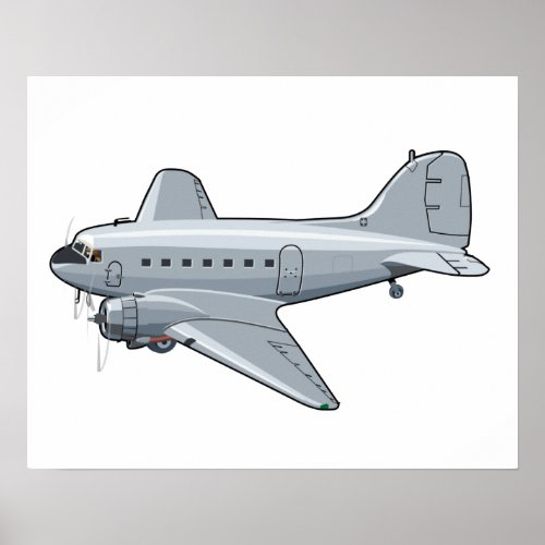 Cartoon retro airplane poster