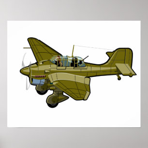 Cartoon retro airplane poster