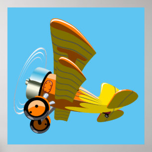 Cartoon retro airplane poster