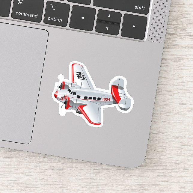Cartoon retro airplane sticker (Detail)