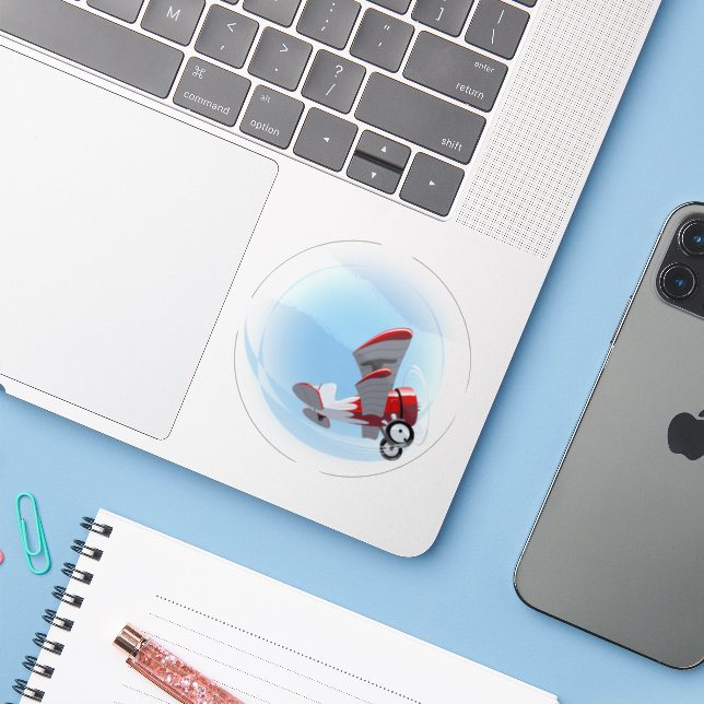 Cartoon retro airplane sticker (Laptop w/ iPhone)