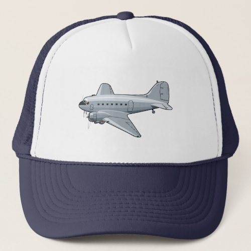 Cartoon retro airplane trucker hat