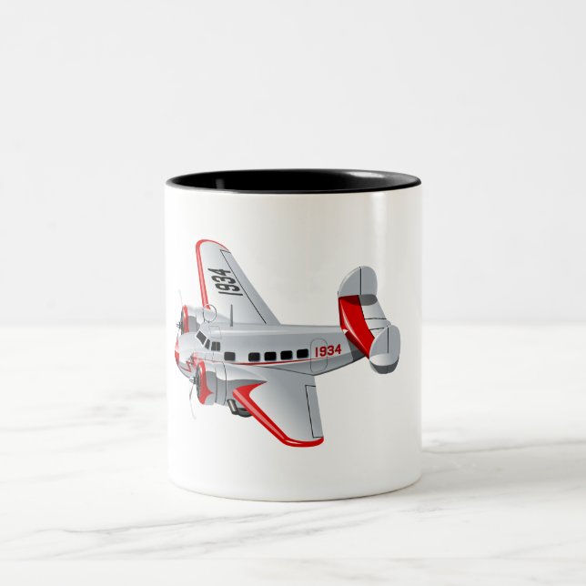 Cartoon retro airplane Two-Tone coffee mug (Center)