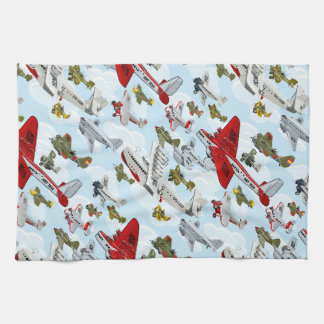Cartoon retro airplanes kitchen towel