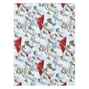 Cartoon retro airplanes pattern fabric duvet cover tablecloth
