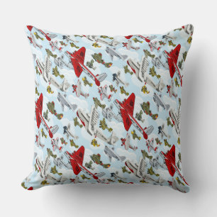 Cartoon retro airplanes pattern fabric duvet cover throw pillow