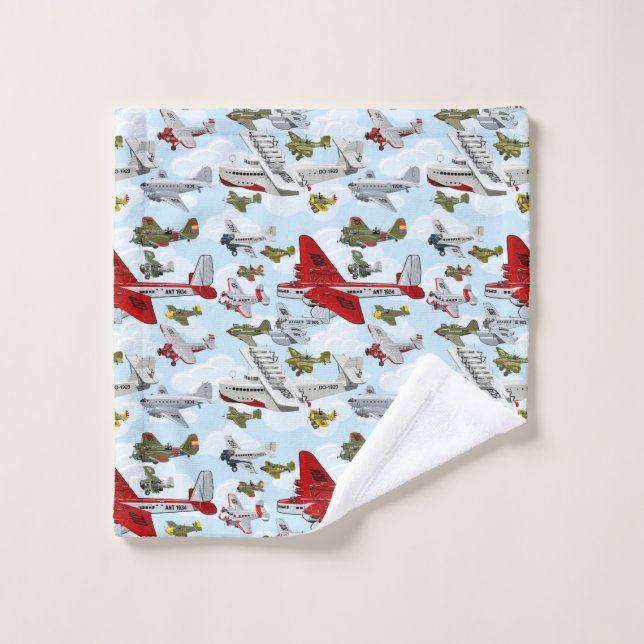 Cartoon retro airplanes wash cloth (Wash Cloth)
