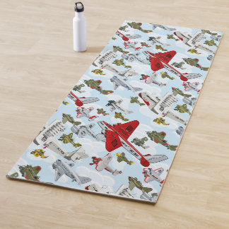 Cartoon retro airplanes yoga mat