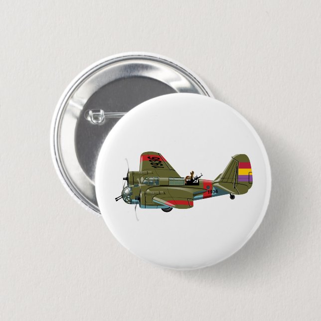 Cartoon retro bomber button (Front & Back)