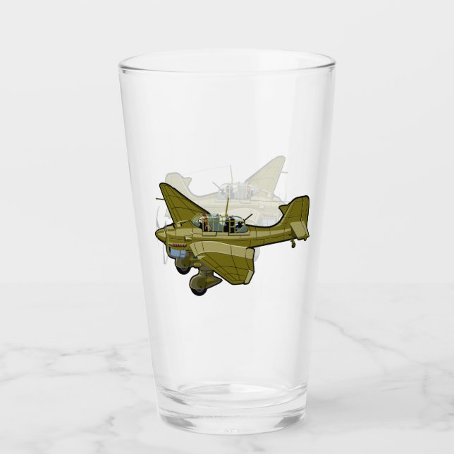 Cartoon retro bomber glass (Front)