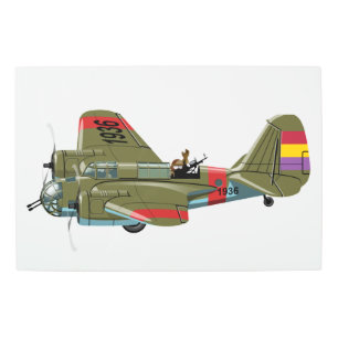 Cartoon retro bomber metal print