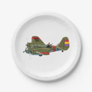 Cartoon retro bomber paper plates