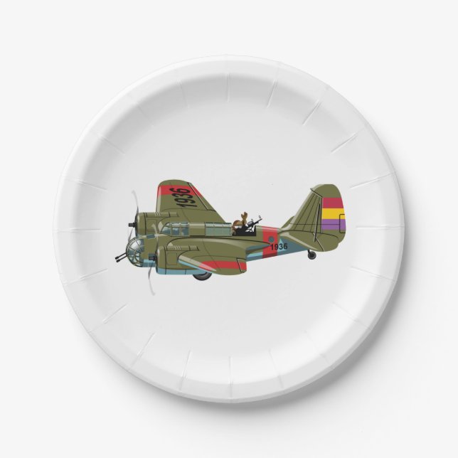 Cartoon retro bomber paper plates (Front)