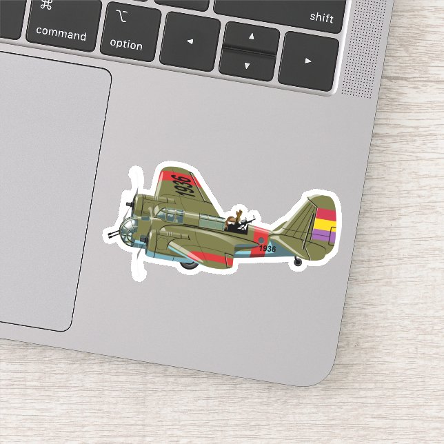 Cartoon retro bomber sticker (Detail)
