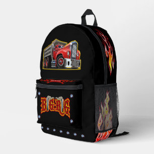 Cartoon retro dump truck printed backpack