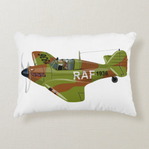 Cartoon retro fighter plane accent pillow