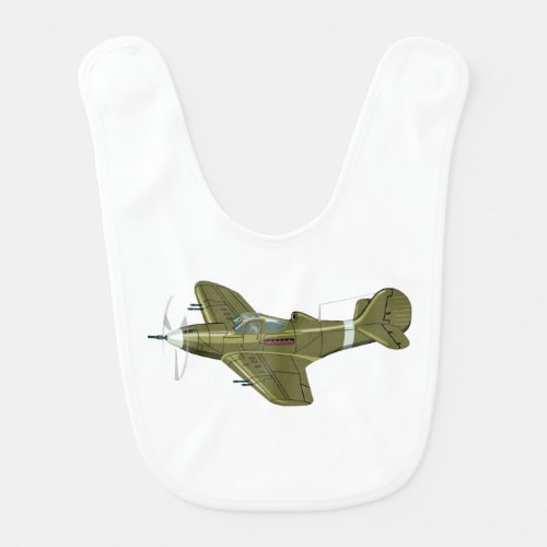 Cartoon retro fighter plane baby bib