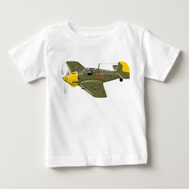 Cartoon retro fighter plane baby T-Shirt (Front)