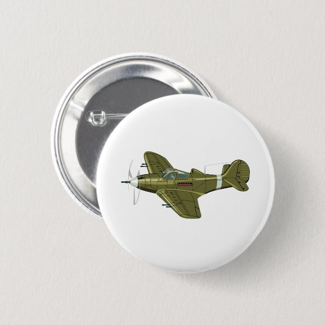 Cartoon retro fighter plane button (Front & Back)
