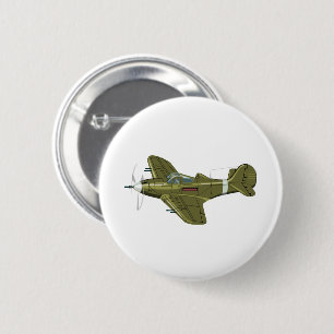 Cartoon retro fighter plane button
