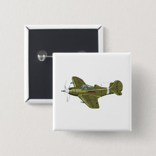 Cartoon retro fighter plane button