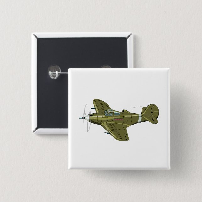 Cartoon retro fighter plane button (Front & Back)