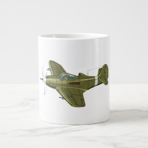 Cartoon retro fighter plane giant coffee mug