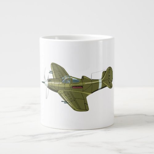 Cartoon retro fighter plane giant coffee mug