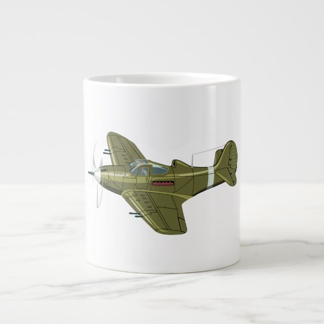 Cartoon retro fighter plane giant coffee mug (Front)
