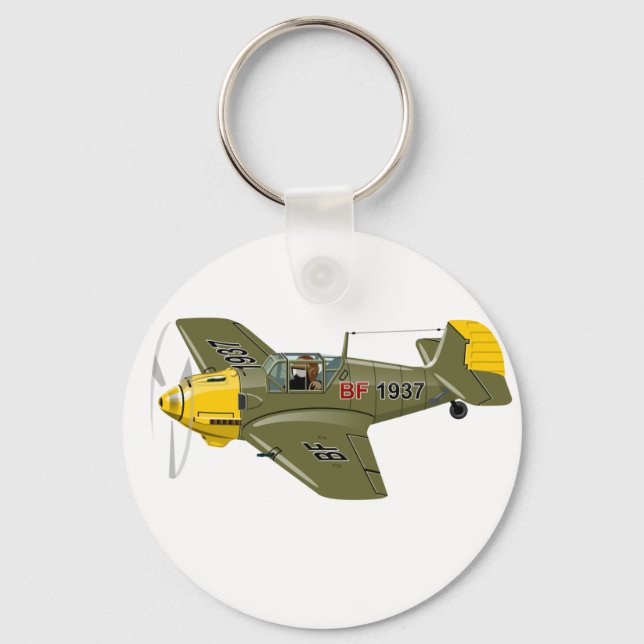 Cartoon retro fighter plane keychain (Front)