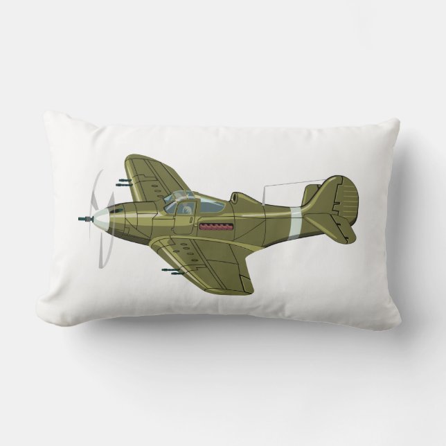 Cartoon retro fighter plane lumbar pillow (Front)
