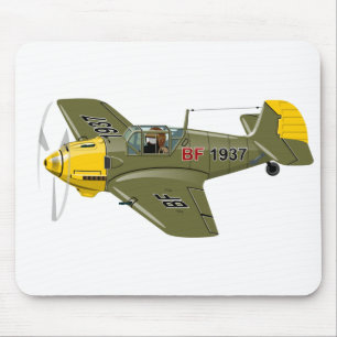 Cartoon retro fighter plane mouse pad