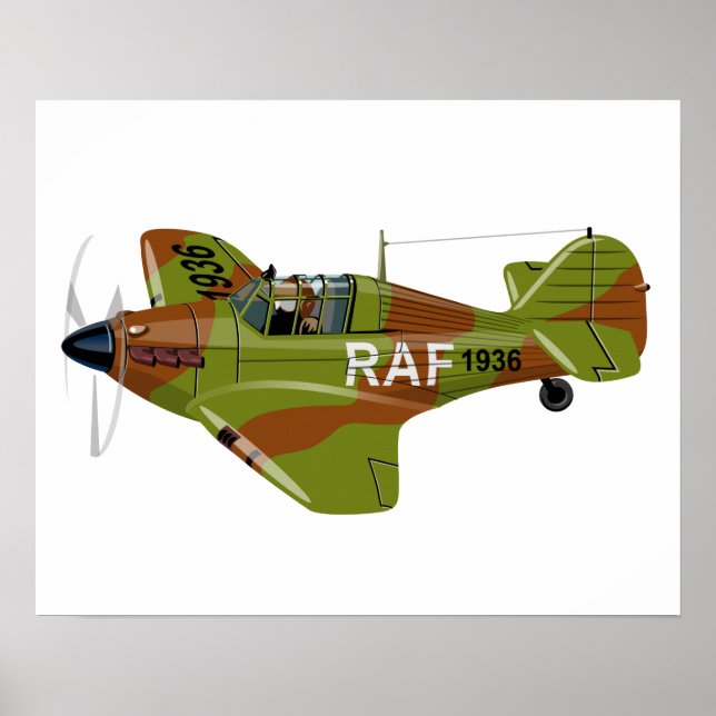 Cartoon retro fighter plane poster (Front)