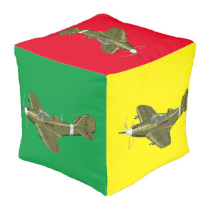 Cartoon retro fighter plane pouf