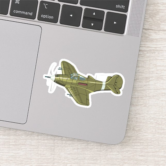 Cartoon retro fighter plane sticker (Detail)