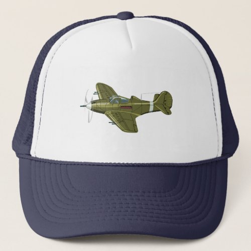 Cartoon retro fighter plane trucker hat