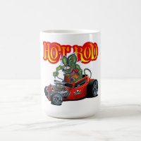 Cartoon retro hot rod coffee mug