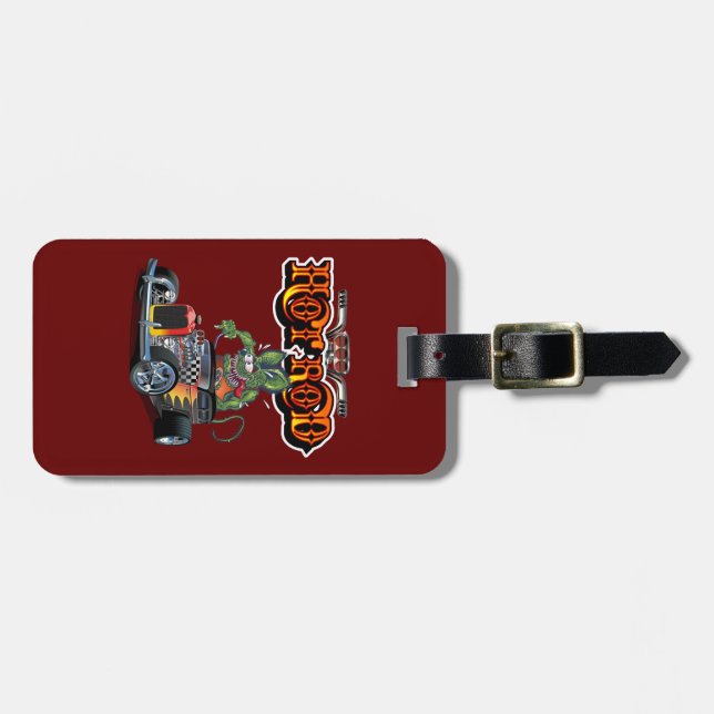 Cartoon retro hot rod luggage tag (Front Horizontal)