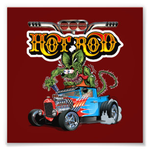 Cartoon retro hot rod photo print