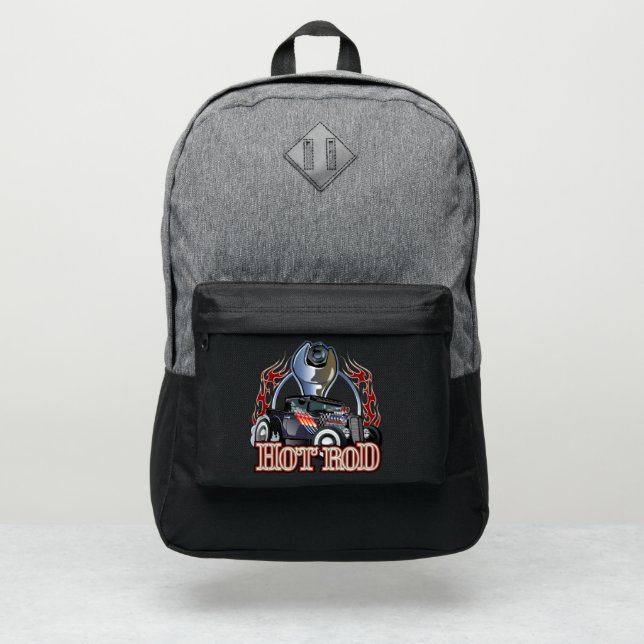 Cartoon retro hot rod port authority® backpack (Front)