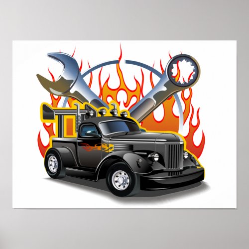 Cartoon retro hot rod poster